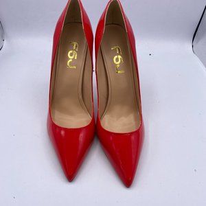 FSJ red pointy toe stilettos heels pumps shoes slip on